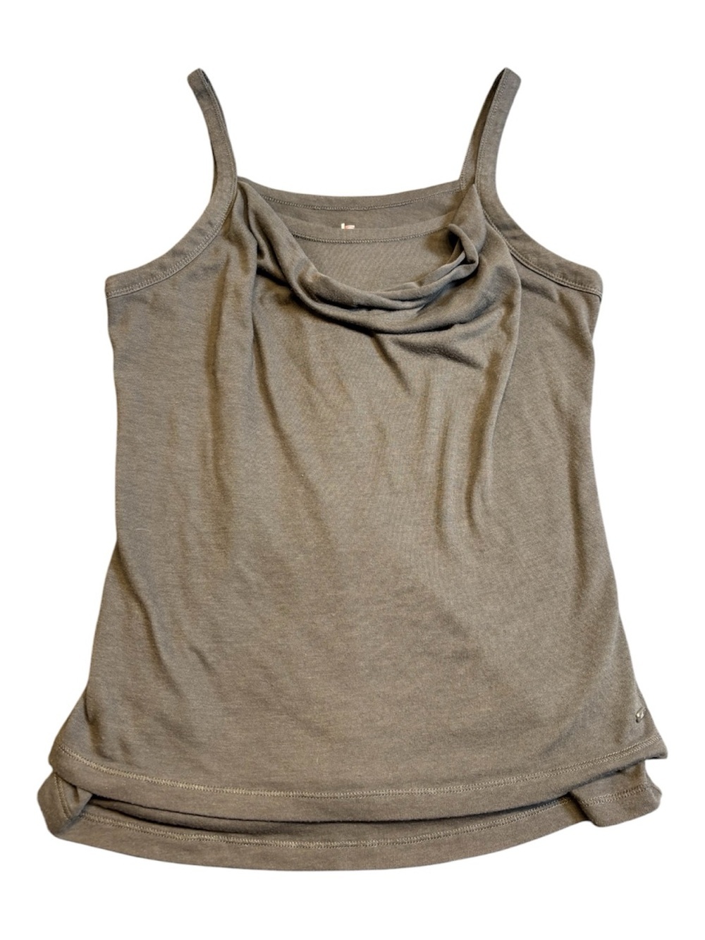 Alo Yoga Cowl Neck Cami Tank Top Olive Gray Medium Drape Yoga Athleisure GUC